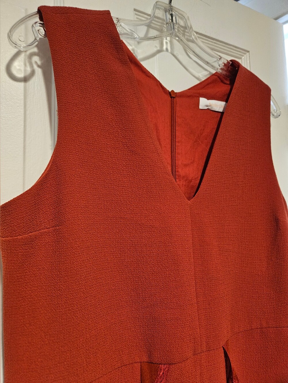 See By Chloé Rust Red Sleeveless Ruffle Dress - Picture 3 of 8